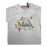 Cesare Paciotti Solid Color Crew Neck T-Shirt with White Logo Print for Newborns