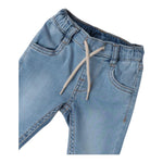 Mini Banda Jeans Tinta Unita con Elastico In Vita per Neonato 3B681 AZZURRO MINI BANDA 