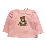 MOSCHINO shirt girocollo tinta unita con stampa Rosa per Neonata MEO001 ROSA MOSCHINO 