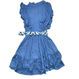 Janice Solid Color Sleeveless Dress With Belt Light Blue For Girls