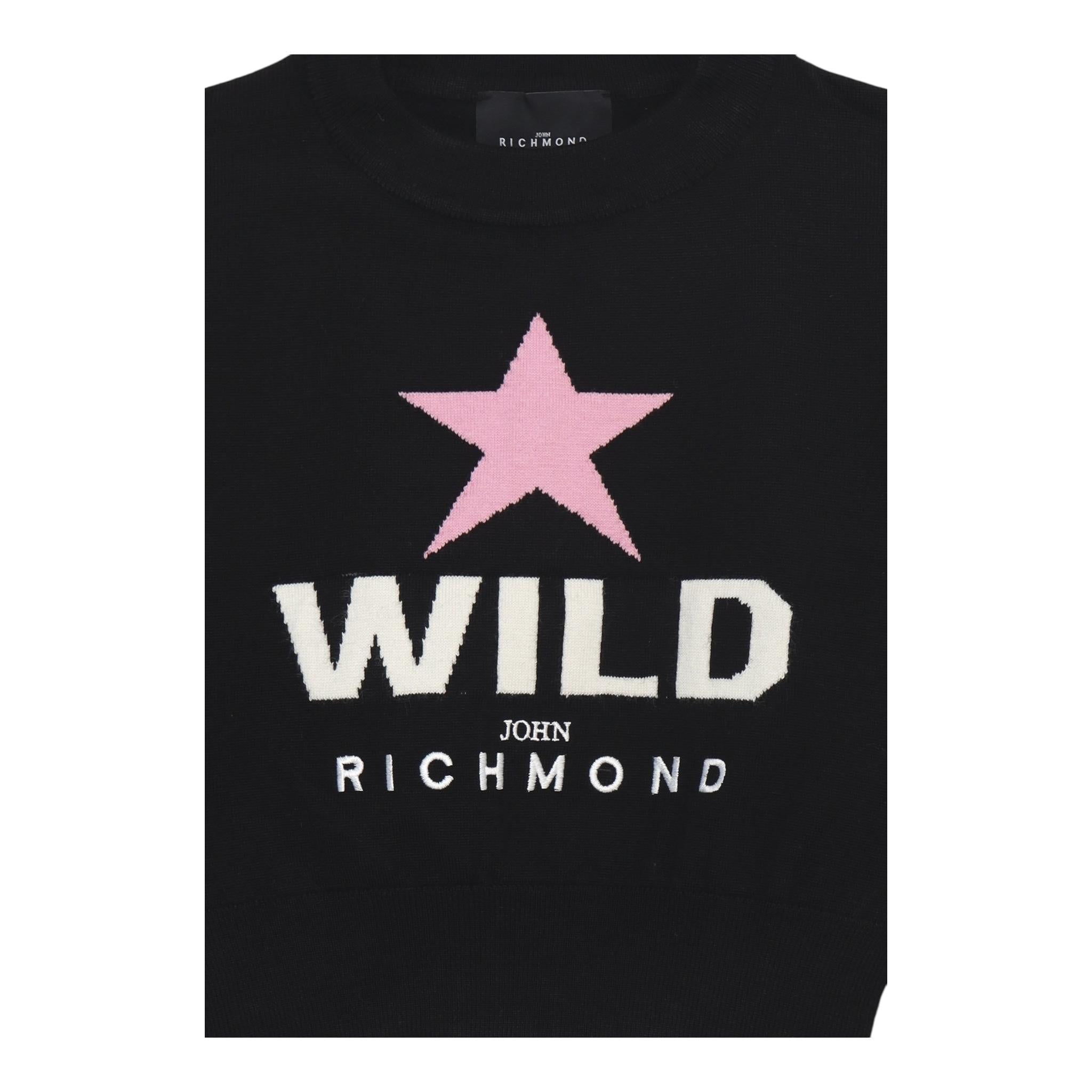 JOHN RICHMOND maglia girocollo tinta unita con stampa in contrasto Nero per Bambina RGA24106MAXX NERO JOHN RICHMOND 