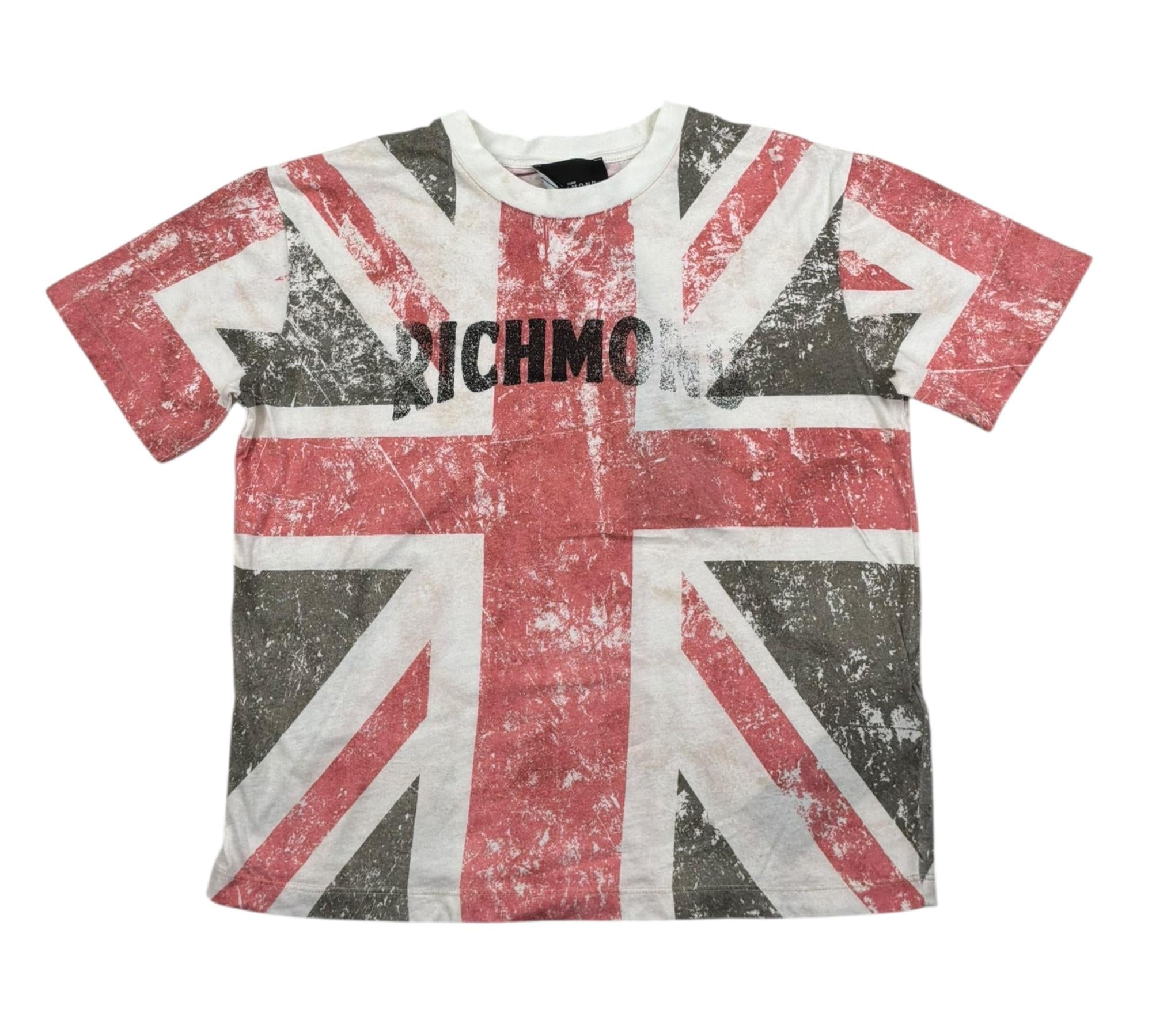 John Richmond T-Shirt Girocollo Tinta Unita con Stampa Bandiera per Bambino RBP26198TS PANNA JOHN RICHMOND 