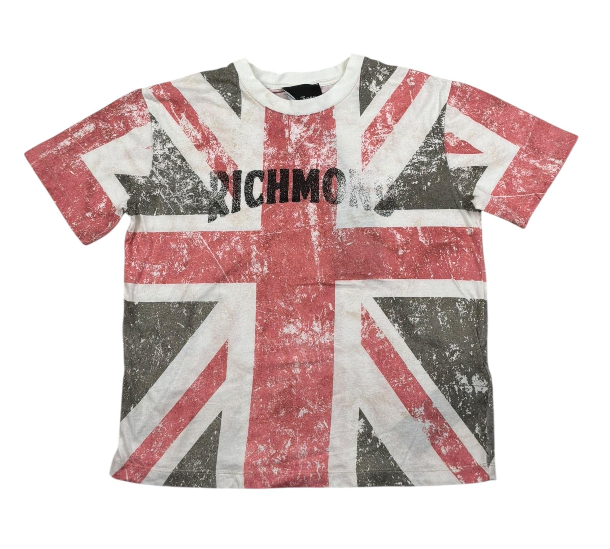 John Richmond T-Shirt Girocollo Tinta Unita con Stampa Bandiera per Bambino RBP26198TS PANNA JOHN RICHMOND 