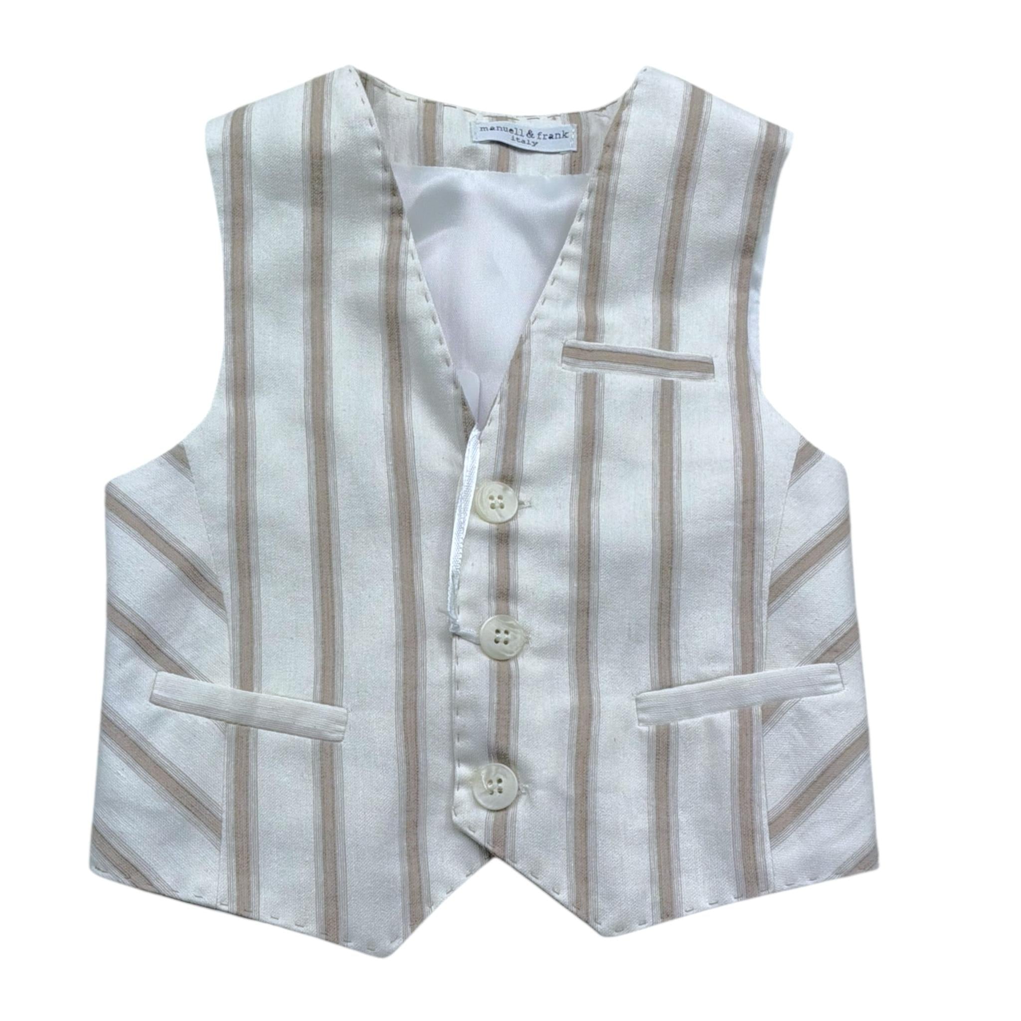 Manuel & Frank Gilet Tinta Unita con Fantasia A Righe per Neonato MF5323BSI PANNA MANUEL & FRANK 