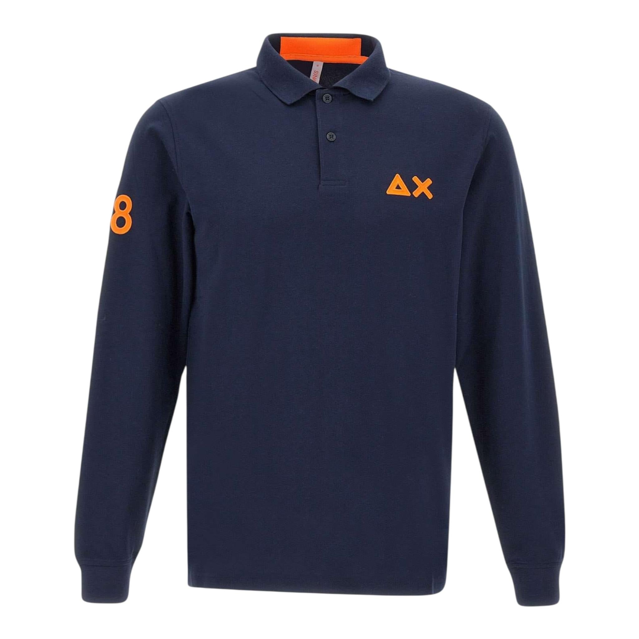 SUN68 polo manica lunga tinta unita con logo in contrasto Blu per Bambino A44312JX BLU SUN68 