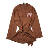 Mariuccia Plain Jacket With Brown Belt For Girls