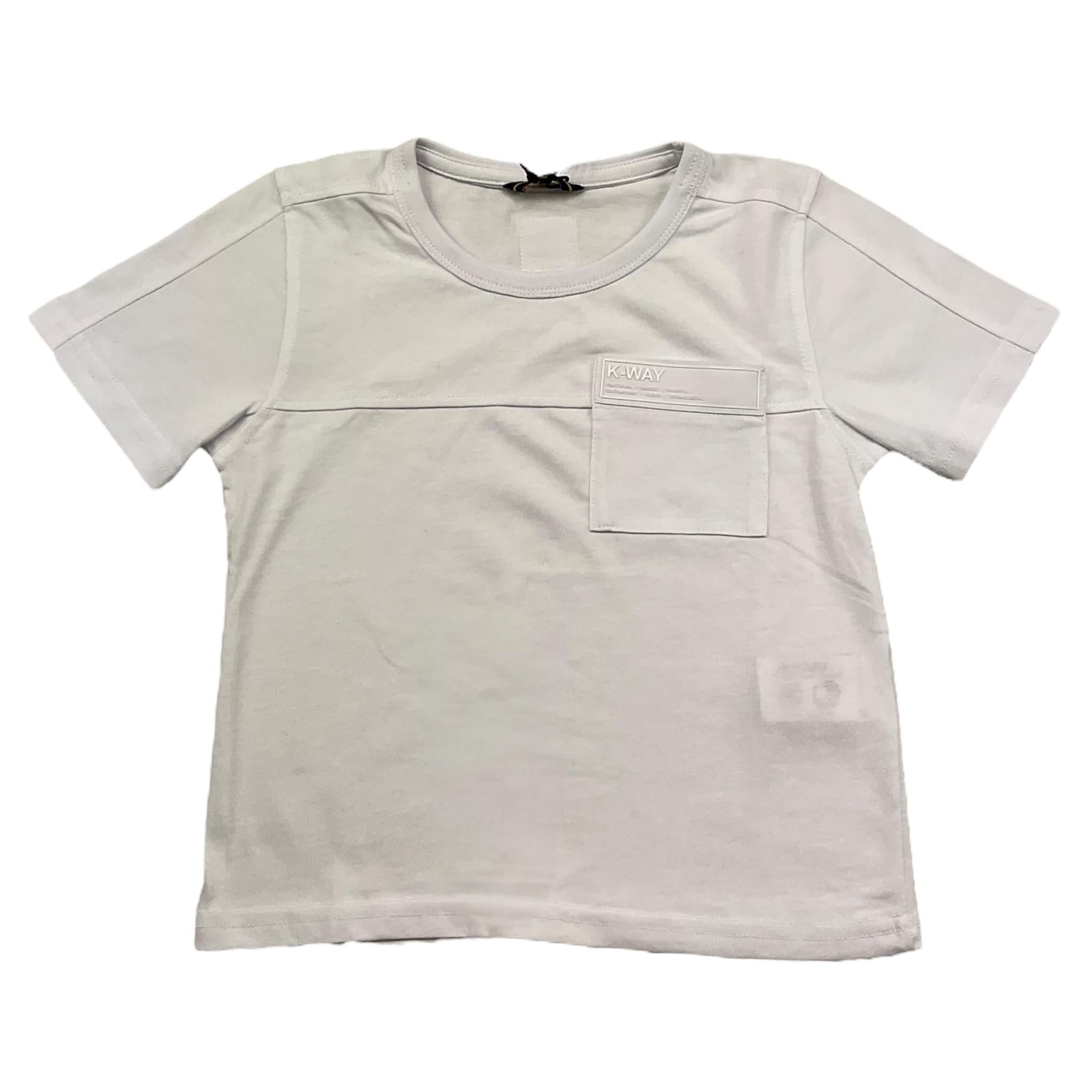 K-Way T-Shirt Girocollo Tinta Unita con Taschino per Bambino K81431W BIANCO K-WAY 