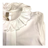 Little Bear Solid Color Long Sleeve Shirt With White Collar For Girls