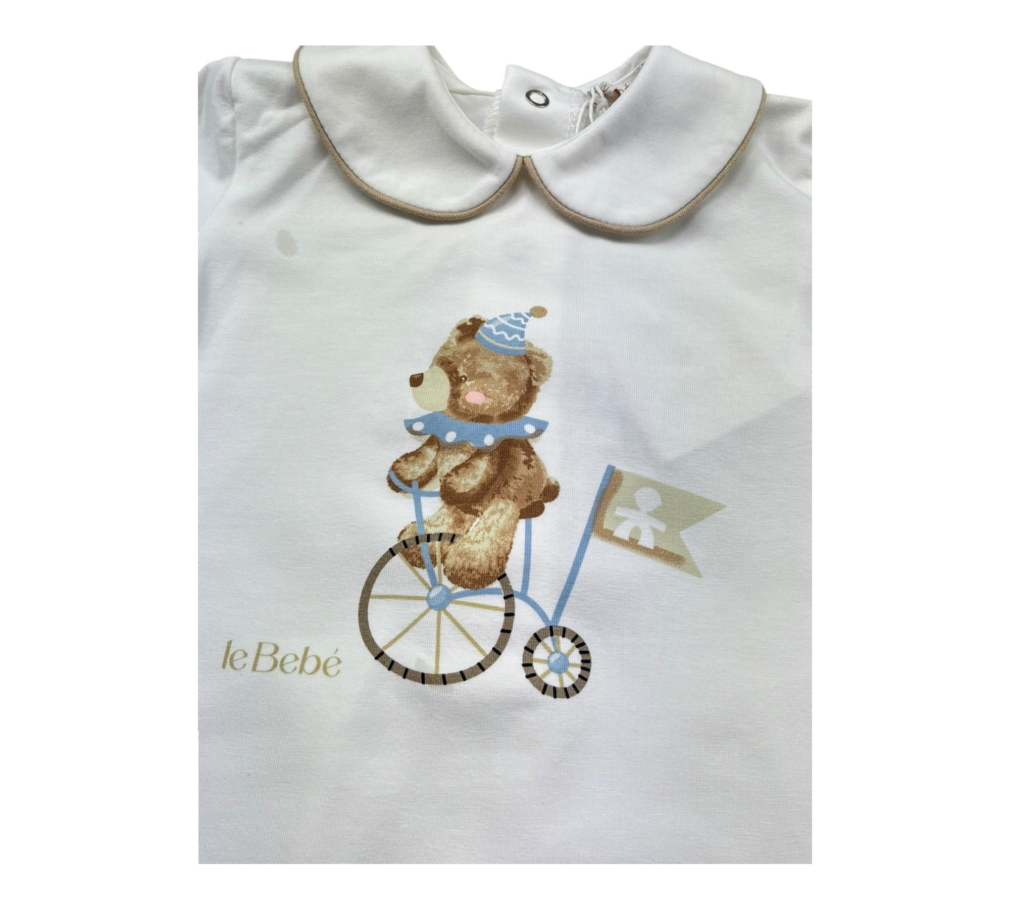 Le Bebe Pagliaccetto Mezza Manica Tinta Unita con Stampa per Neonato LBB5288 BIANCO LE BEBE 
