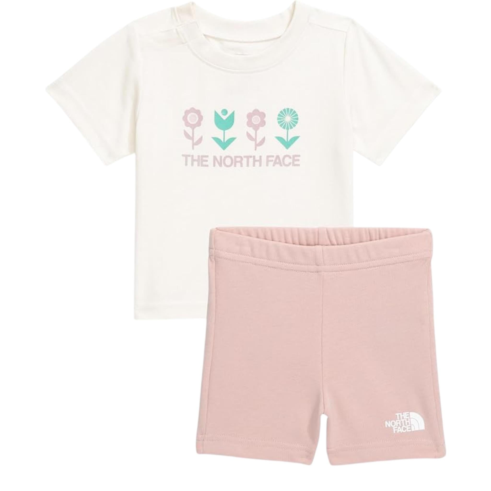 The North Face Completo 2 Pezzi Bicolore T-Shirt-Short Bianco/Rosa per Neonata NF0A8BA3BQZX BIANCO/ROSA THE NORTH FACE 