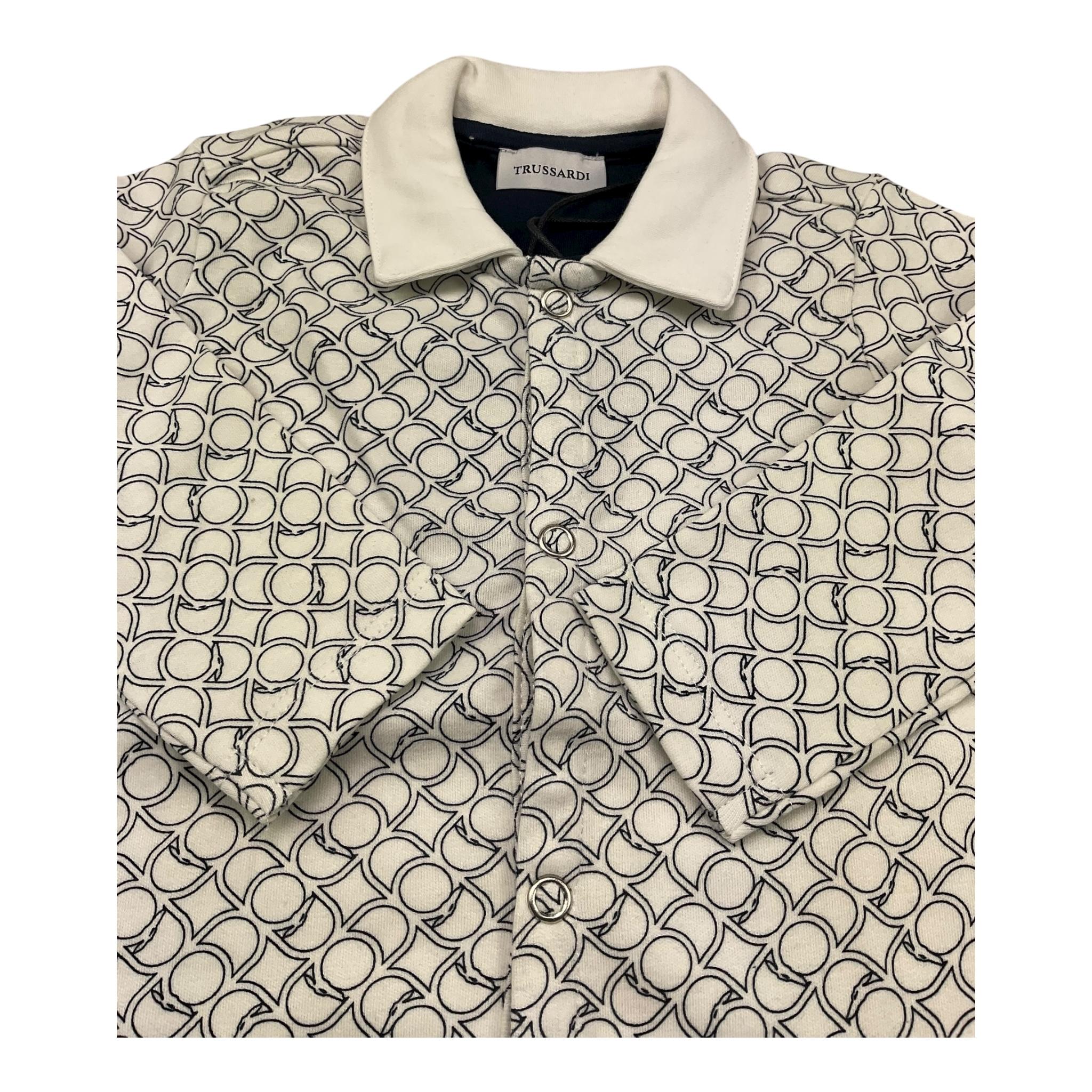 Trussardi Tutina Manica Lunga Stampa Fantasia per Neonato TLA23001TU BIANCO TRUSSARDI 