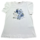 Monnalisa T-Shirt Girocollo Tinta Unita con Stampa per Bambina 717607SG BIANCO MONNALISA 