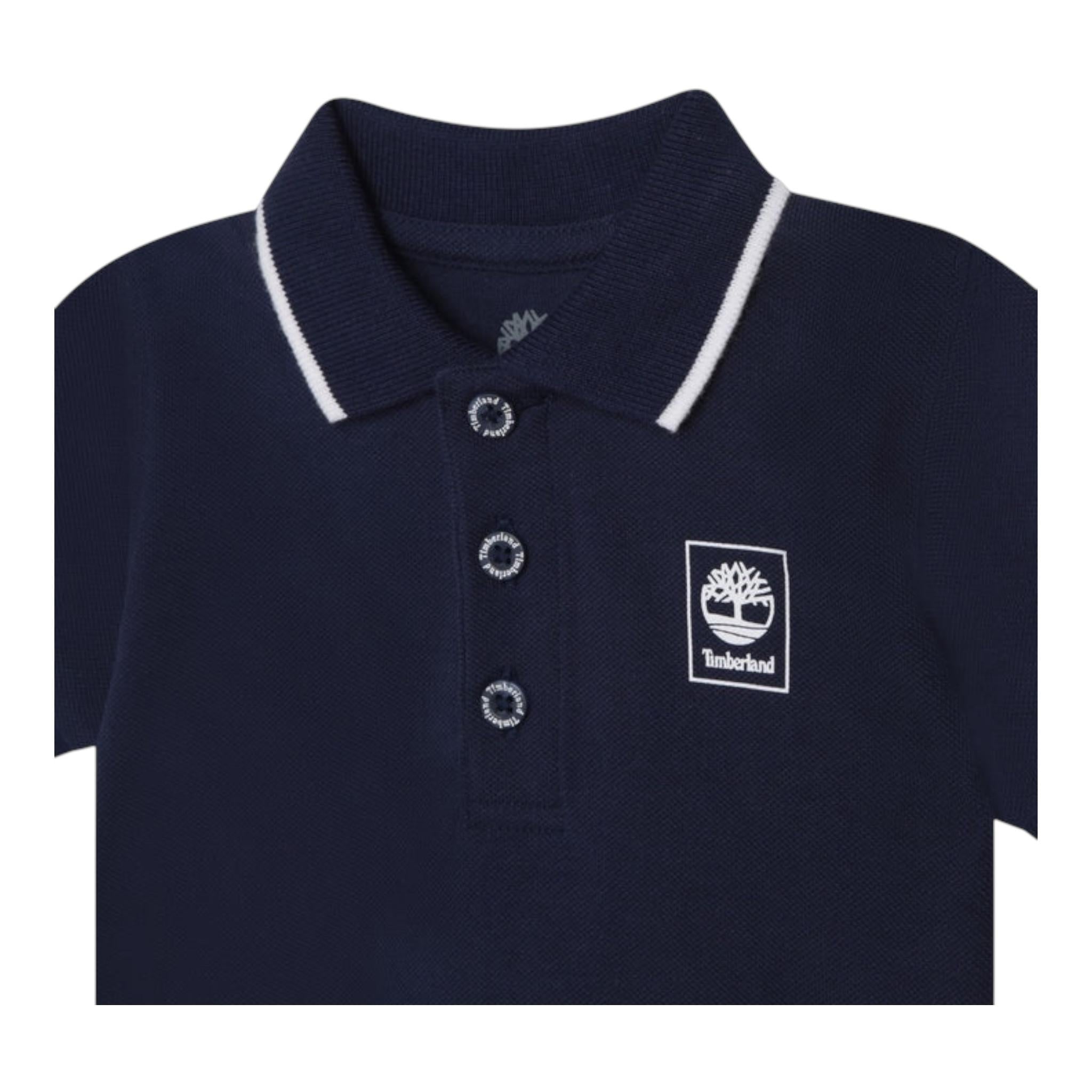 Timberland Polo Mezza Manica Tinta Unita con Logo per Neonato T05K52 BLU TIMBERLAND 
