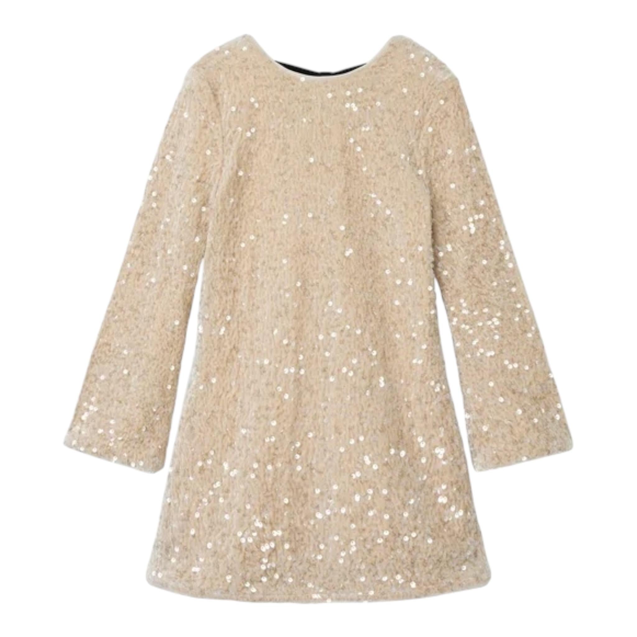 NAME IT abito tinta unita con fiocco e pailettes Beige per Bambina 13238600 BEIGE NAME IT 