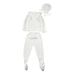 Juliana Completo 3 Pezzi Maglia-Ghettina-Cappello Bianco per Neonata 25036 BIANCO JULIANA 