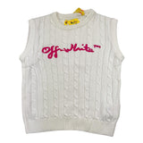 Off-White Solid Color Print Vest White For Girls