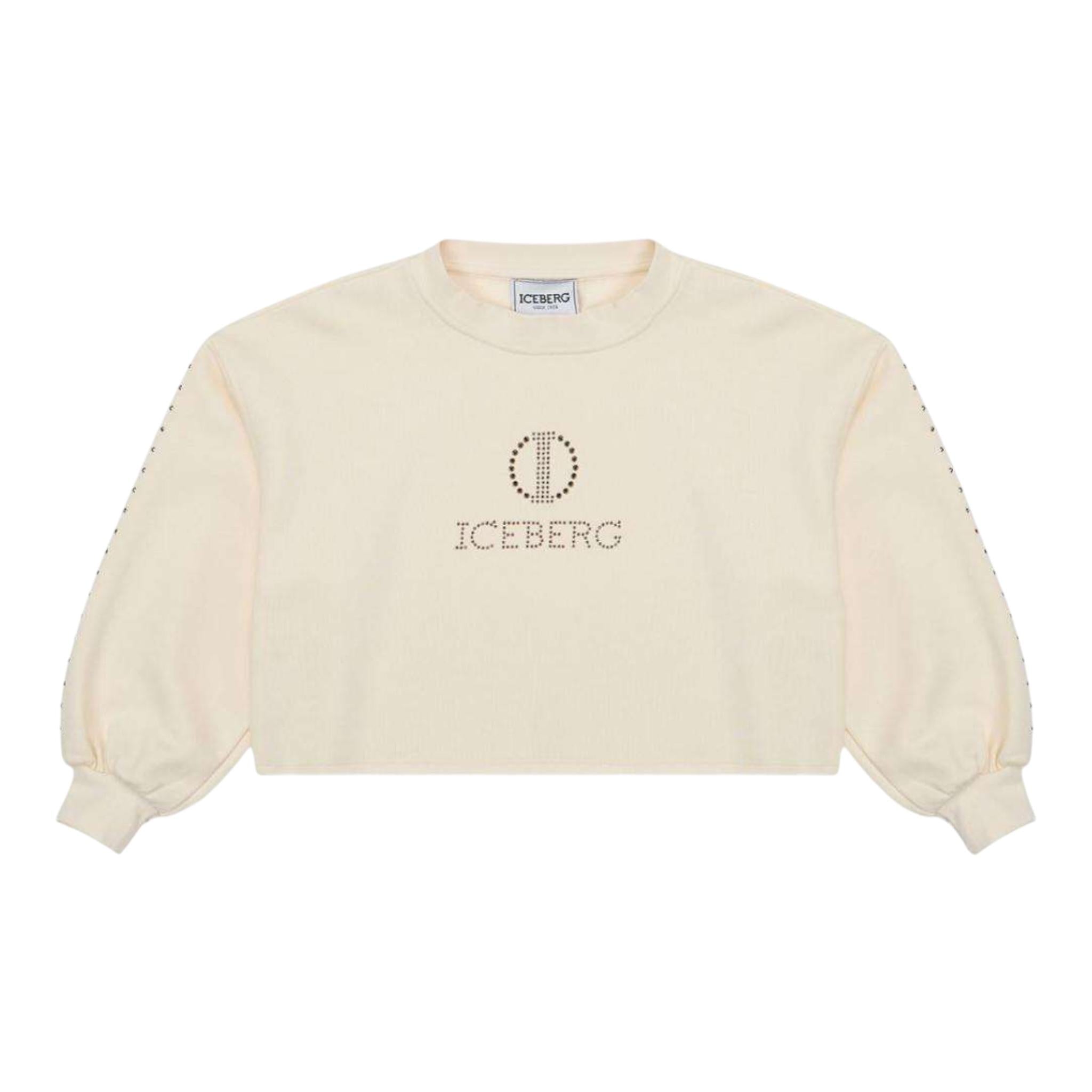 ICEBERG felpa chiusa girocollo tinta unita con brillantini Avorio per Bambina MFICE5355J AVORIO ICEBERG 
