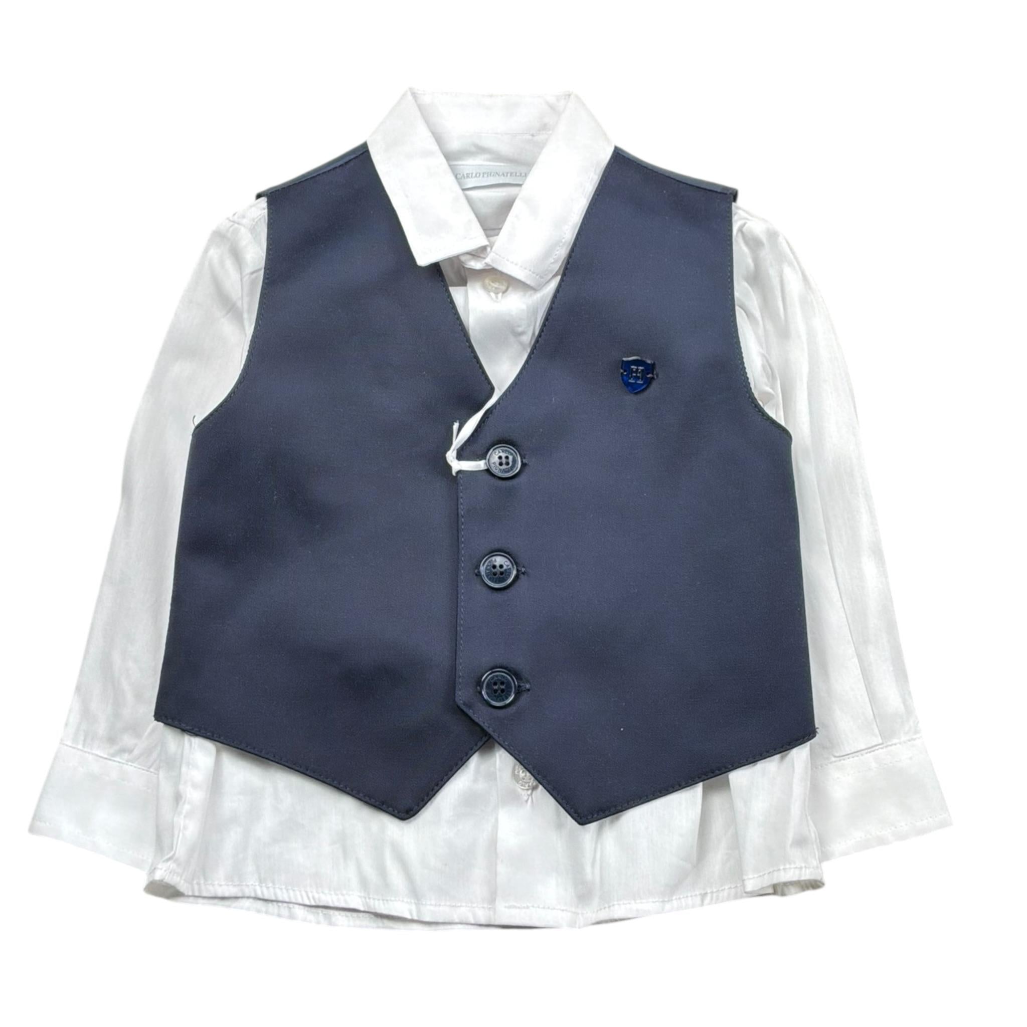 Carlo Pignatelli Completo 2 Pezzi Gilet-Camicia per Neonato COMC2102BL BIANCO CARLO PIGNATELLI 