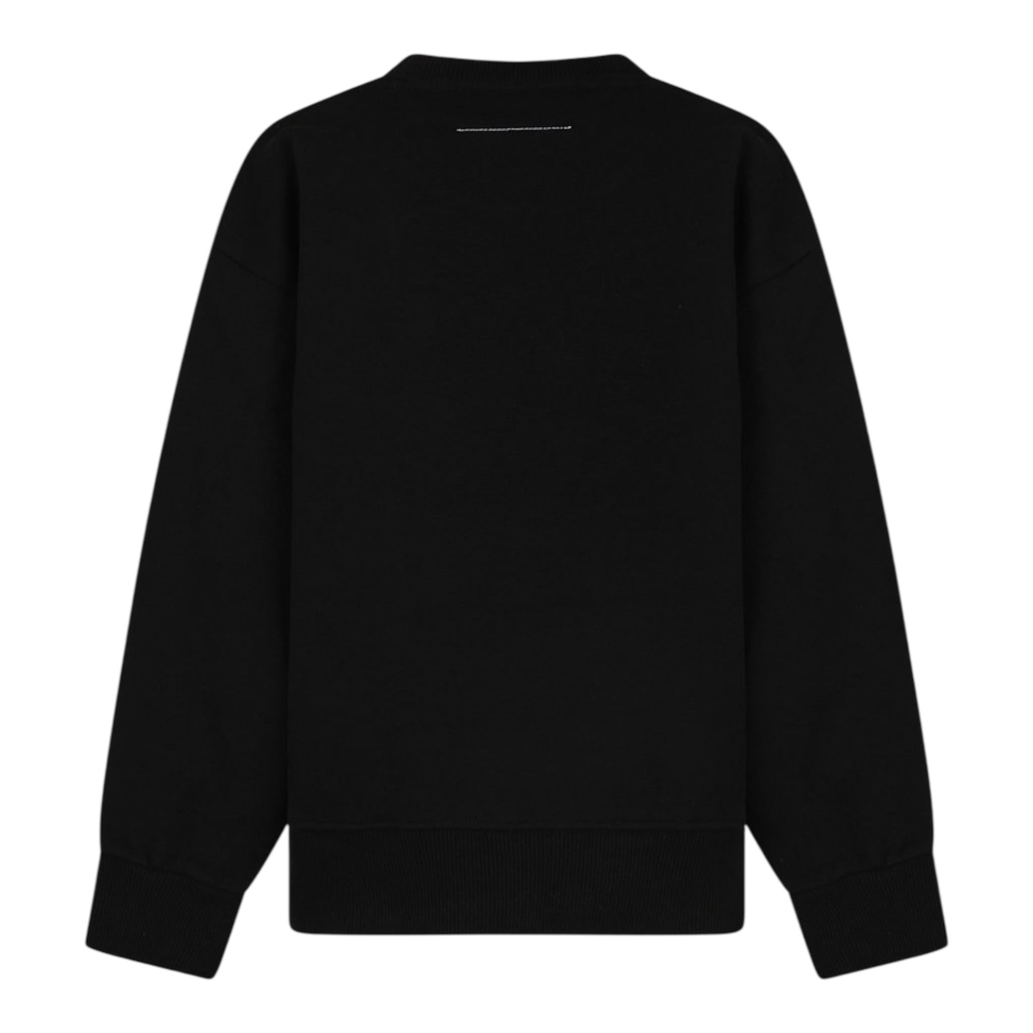 MAISON MARGIELA felpa girocollo tinta unita con stampa Nero per Bambino M60681X NERO MAISON MARGIELA 