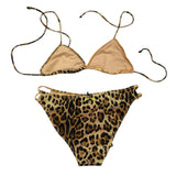 4Giveness 2-Piece Swimsuit Solid Color Spotted Triangle Briefs Brown for Girls