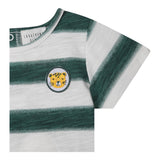 Carre'Ment Beau T-Shirt Crew Neck Striped Pattern White/Green For Newborns