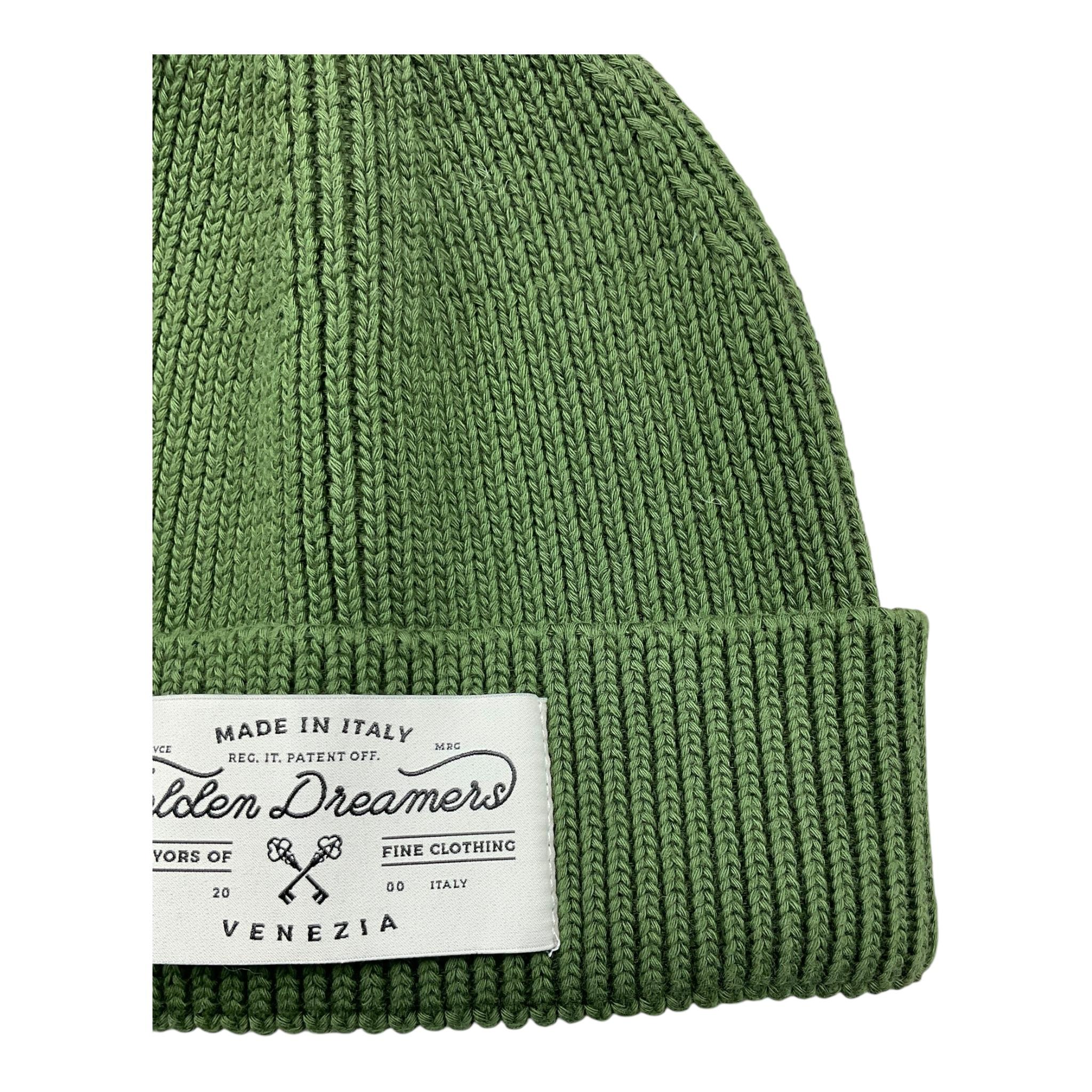 GOLDEN GOOSE cappello tinta unita con logo Verde per Bambino GKP0129 VERDE GOLDEN GOOSE 