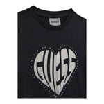 Guess T-Shirt Girocollo Tinta Unita con Stampa Logo per Bambina J4RI46J131 NERO GUESS 