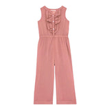 Zhoe &amp; Tobiah Solid Color Button Up Ruffles Burgundy Romper For Girls
