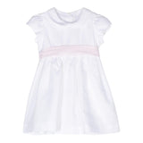 The Owl Dress Half Sleeve Solid Color With Contrasting Strap White For Baby Girl