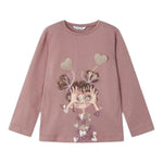MAYORAL shirt girocollo tinta unita con stampa in contrasto Rosa per Bambina 4073X ROSA MAYORAL 