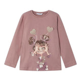 MAYORAL shirt girocollo tinta unita con stampa in contrasto Rosa per Bambina 4073X ROSA MAYORAL 