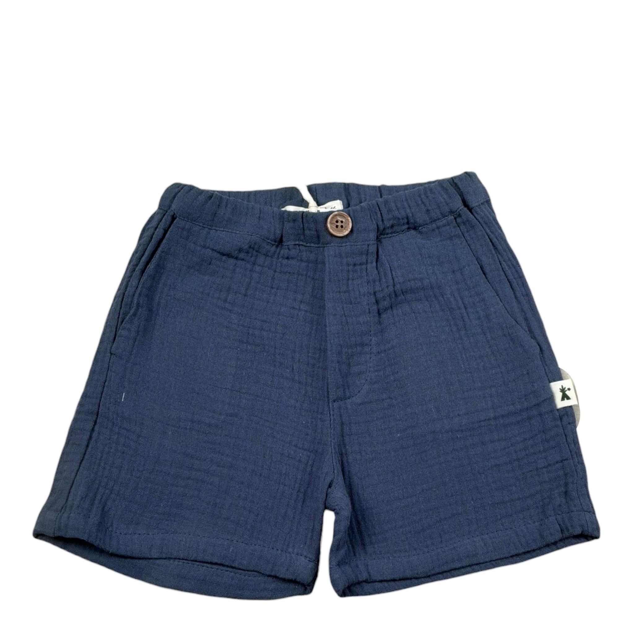 Petit Indi Bermuda Tinta Unita con Elastico In Vita per Neonato SS25BK7532 BLU PETIT INDI 