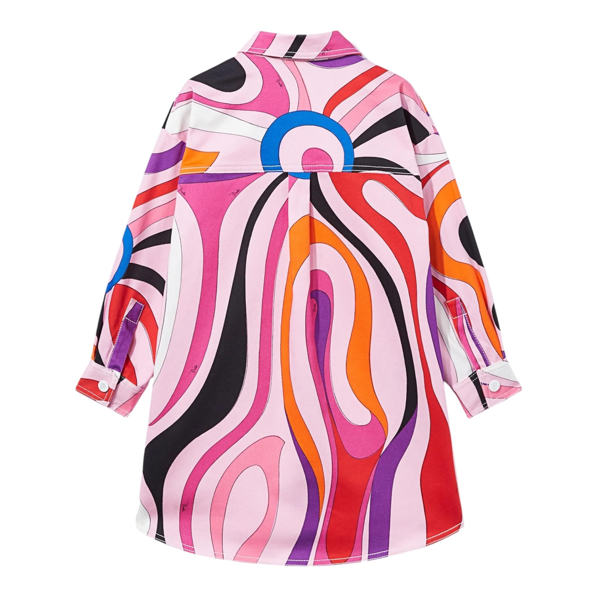 Emilio Pucci Abito Manica Lunga Tinta Unita Stampa Fantasia per Bambina PU1A60 ROSA EMILIO PUCCI 