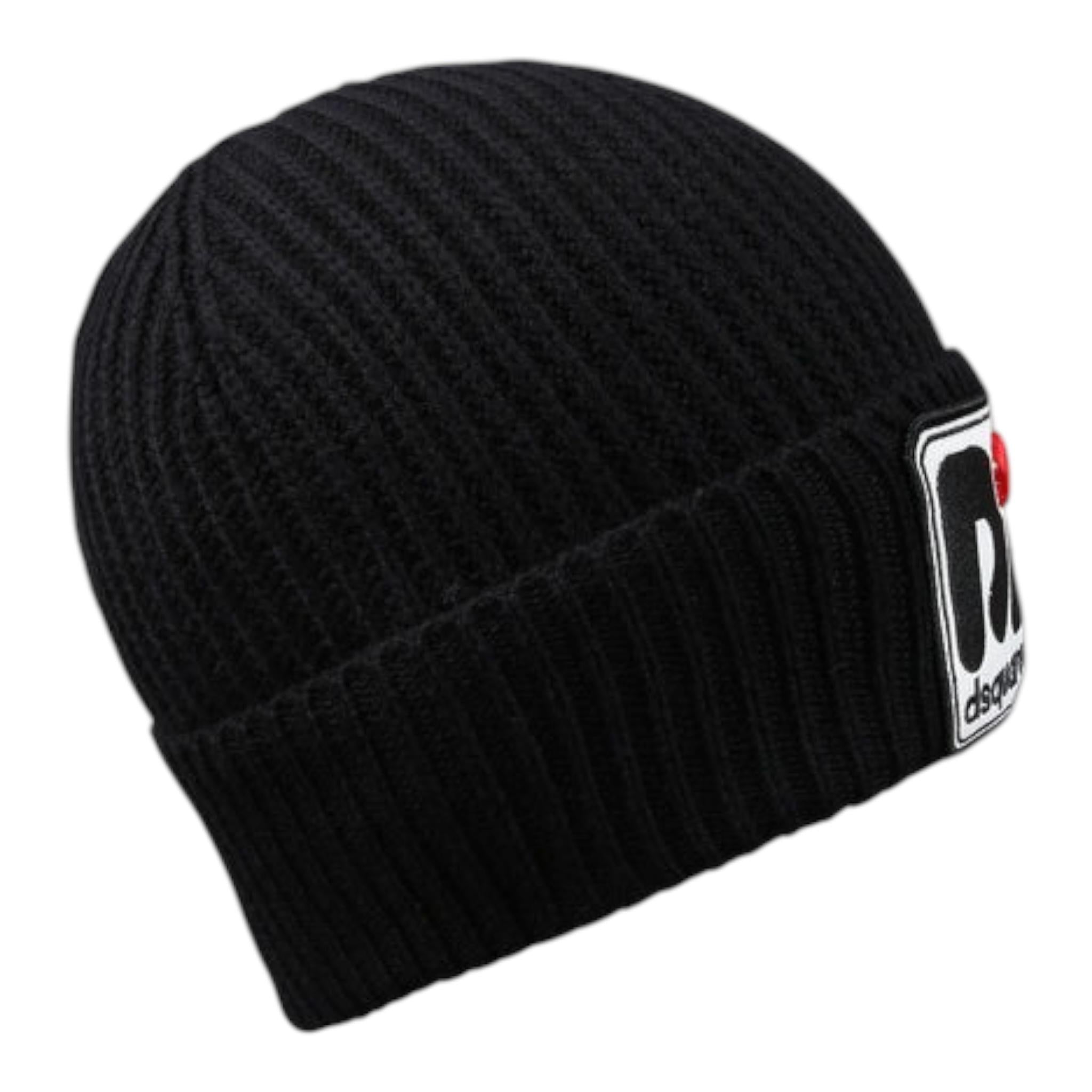 DSQUARED2 cappello tinta unita con stampa Nero per Bambino DQ2016 NERO DSQUARED2 