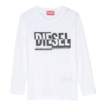 DIESEL shirt girocollo tinta unita con stampa logo Bianco per Bambino J01535 BIANCO DIESEL 