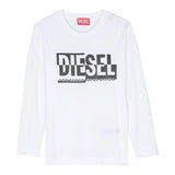 DIESEL shirt girocollo tinta unita con stampa logo Bianco per Bambino J01535 BIANCO DIESEL 