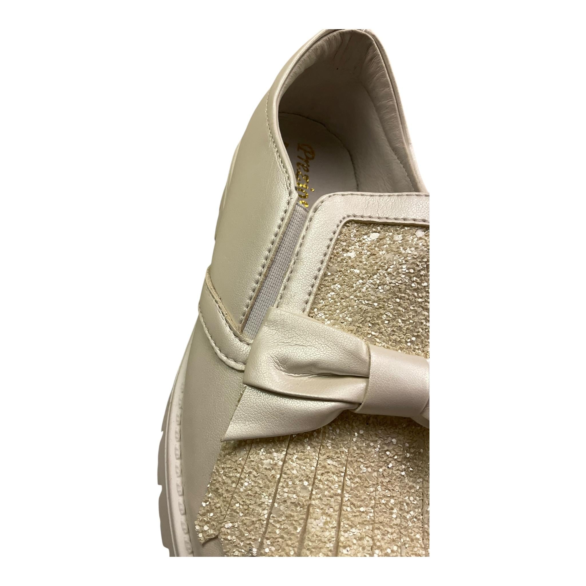 Preziosi Sneakers Tinta Unita con Glitter per Bambina 1968 PANNA PREZIOSI 