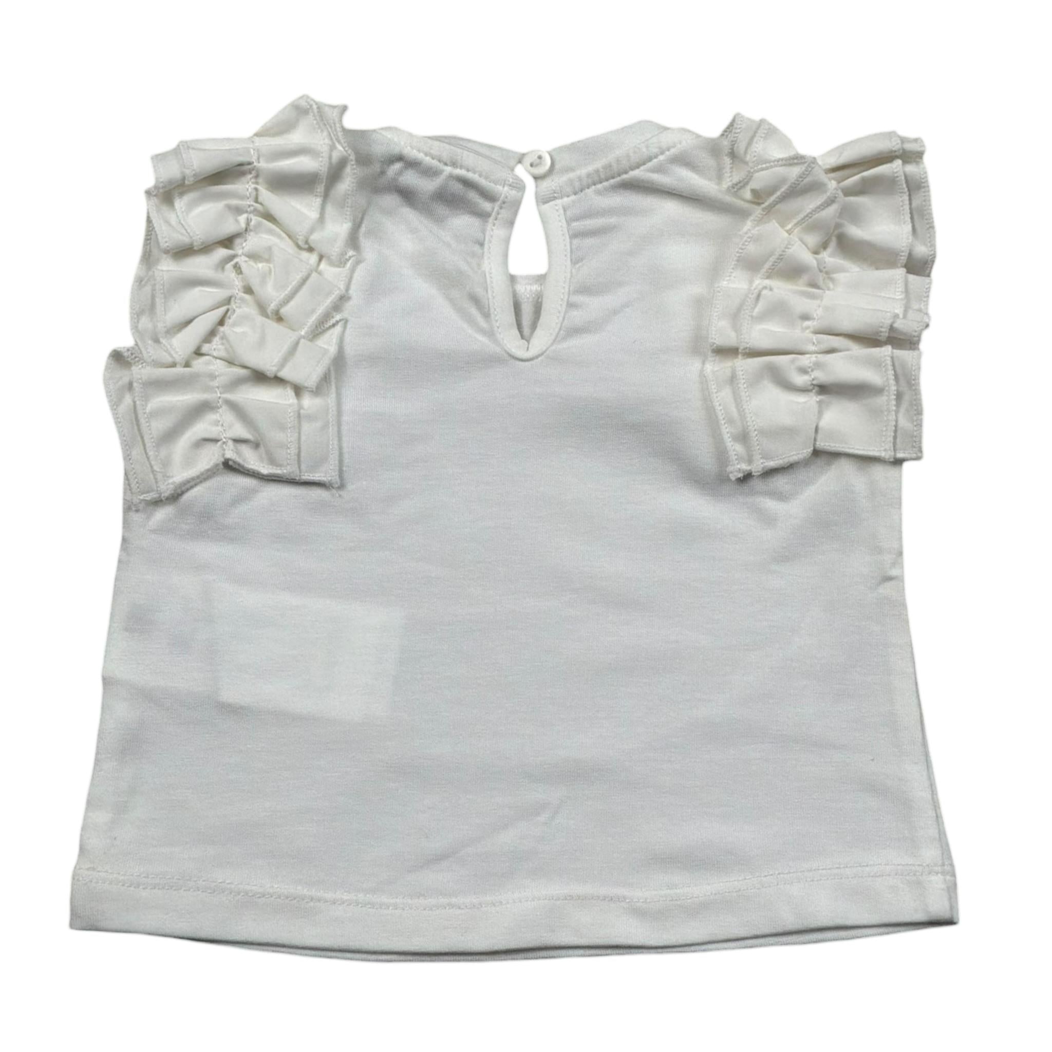 M+E' T-Shirt Girocollo Tinta Unita con Rouches per Neonata UE1735 BIANCO M+E' 