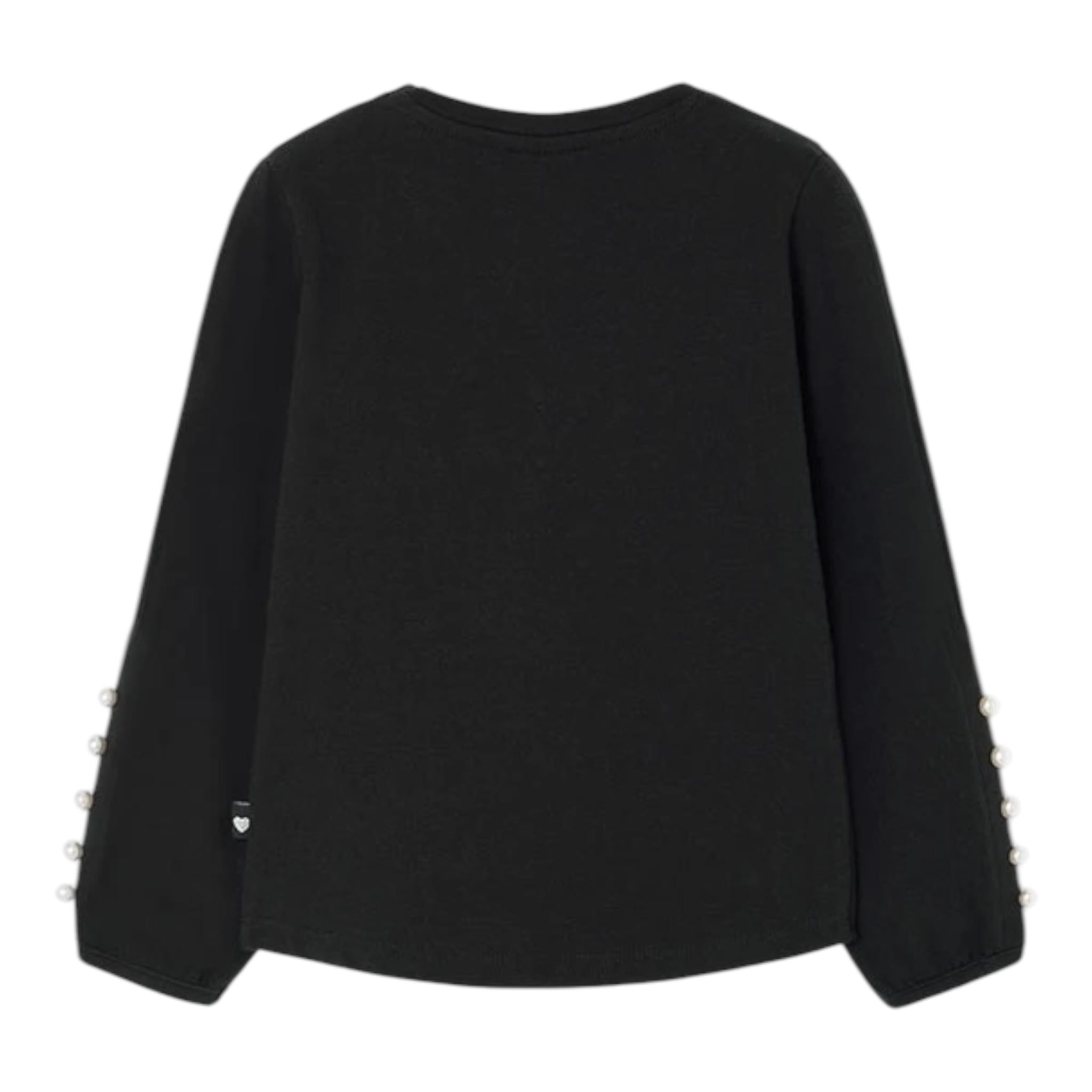 BOBOLI shirt girocollo tinta unita cn perle Nero per Bambina 729064 NERO BOBOLI 