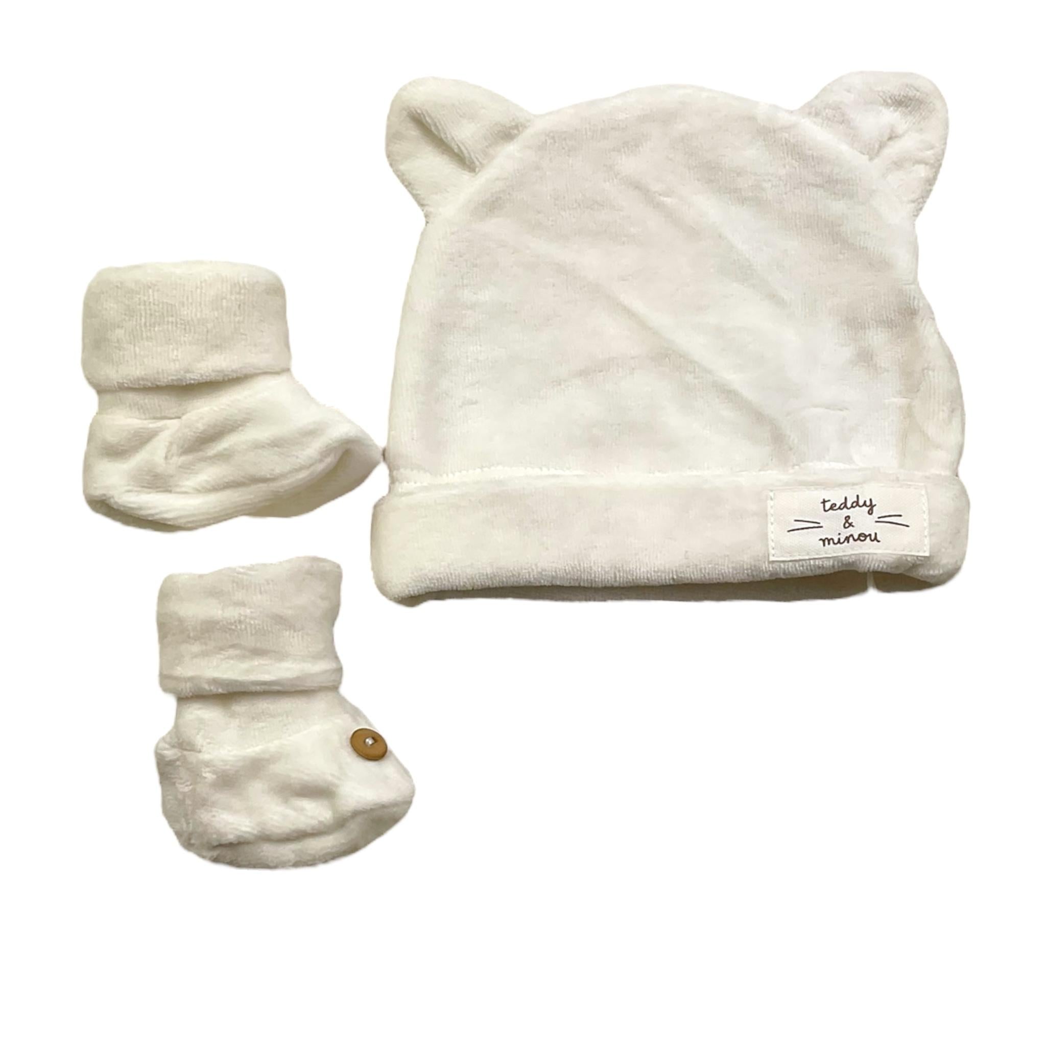 TEDDY E MINOU set cappello-babbucce tinta unita Bianco per Neonato I24AC001M0137 BIANCO TEDDY E MINOU 