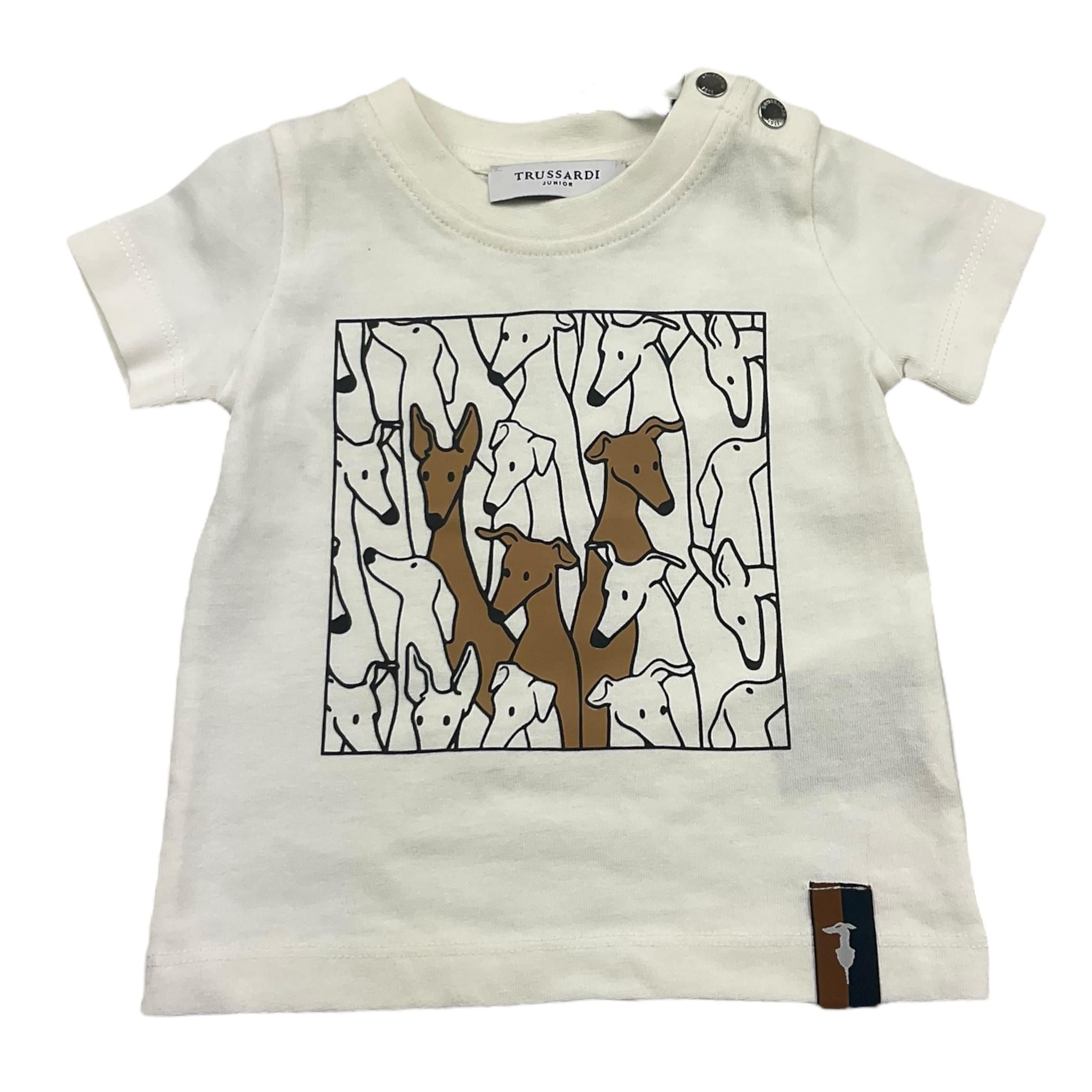 TRUSSARDI t-shirt girocollo tinta unita con stampa in contrasto Panna per Neonato TIA25075TS PANNA TRUSSARDI 