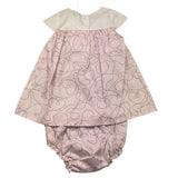 Emc Solid Color Half Sleeve Dress with Pink Culotte for Baby Girl