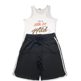 Yours Girl Two-Tone White/Black Tank-Short Set For Girls