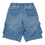 Diesel Bermuda Denim Solid Color Elastic Waist Light Blue For Boys
