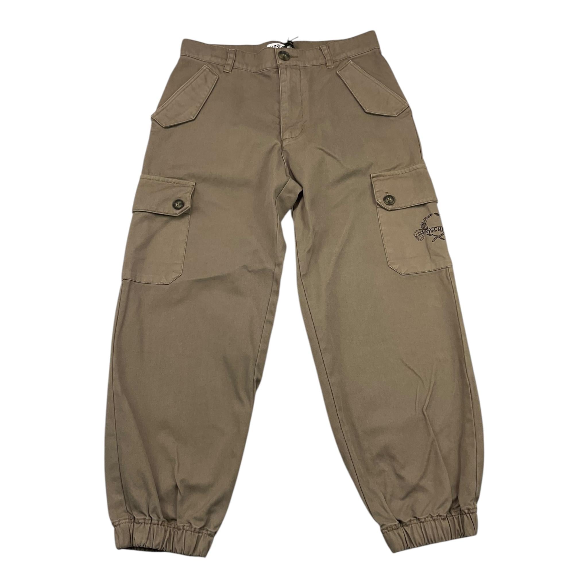 MOSCHINO pantalone modello cargo tinta unita con girovita reglolabile Verde per Bambino HUP08Q VERDE MOSCHINO 
