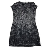 Balmain Black Sequined Solid Color Half Sleeve Dress For Girls