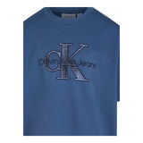 Calvin Klein T-Shirt Girocollo Tinta Unita con Stampa per Bambino IB2359J00 BLU CALVIN KLEIN 