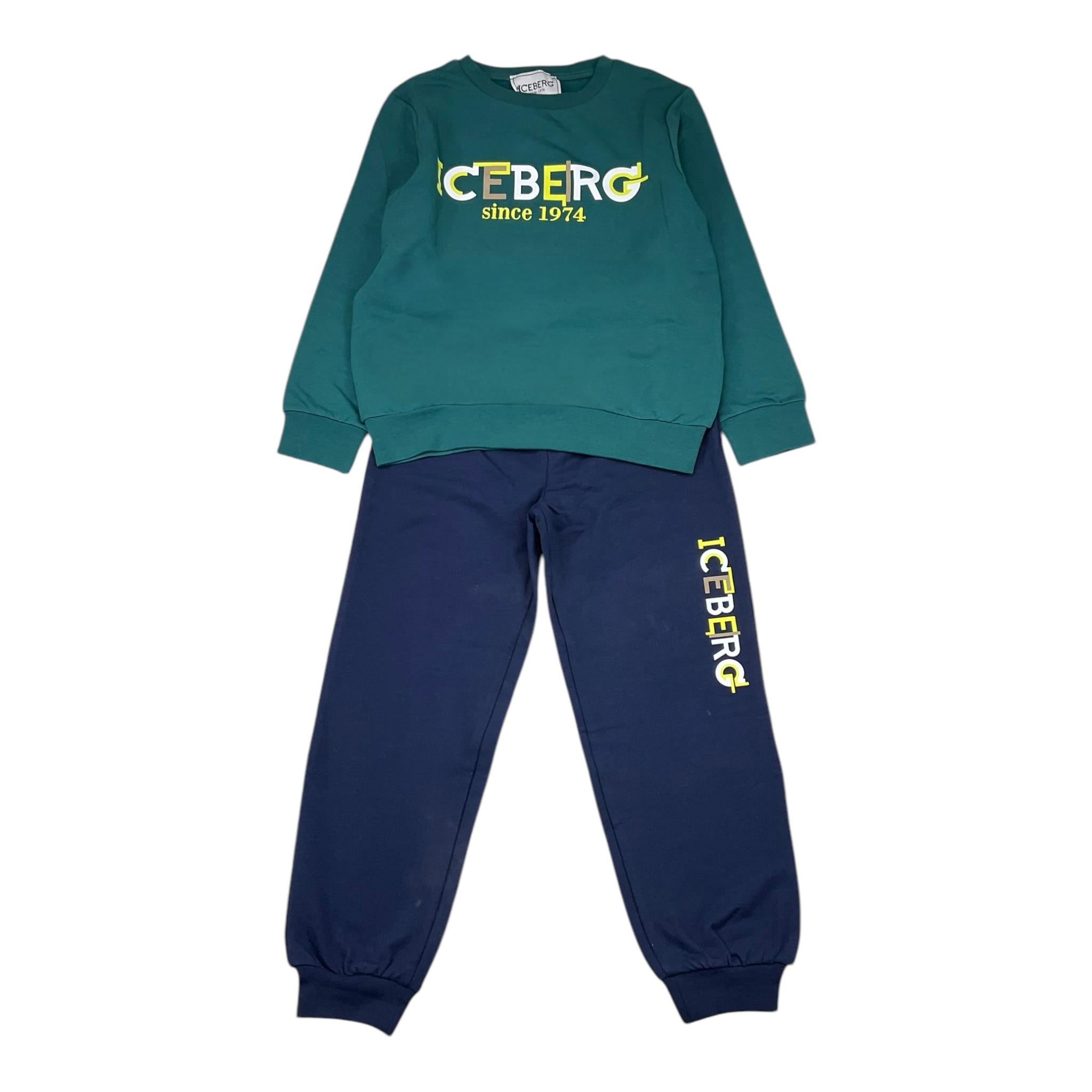 ICEBERG completo tuta 2pz bicolore felpa-pantalone Verde/blu per Bambino CFICE5300NB VERDE/BLU ICEBERG 