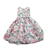 Alice Pi Ceremony Dress with Armholes and Floral Pattern, Solid Color, White for Girls