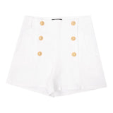 Balmain Shorts Solid Color With Contrast Buttons White For Girls